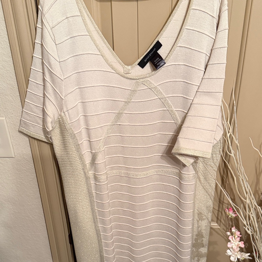 Ashley Stewart Cream Textured Dress
